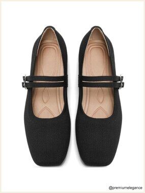Woven Ballet Flats Foldable Mary Jane Slip On Shoes Women's Casual